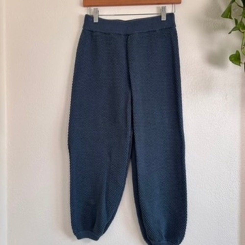 FREE PEOPLE FP Beach Hailee Cardi Pants Womens XS Teal Waffle Knit Joggers